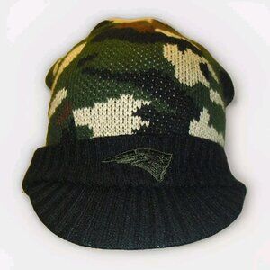 New England Patriots Reebok Mens Adult Camo Beanie Winter Hat with Bill New Nfl